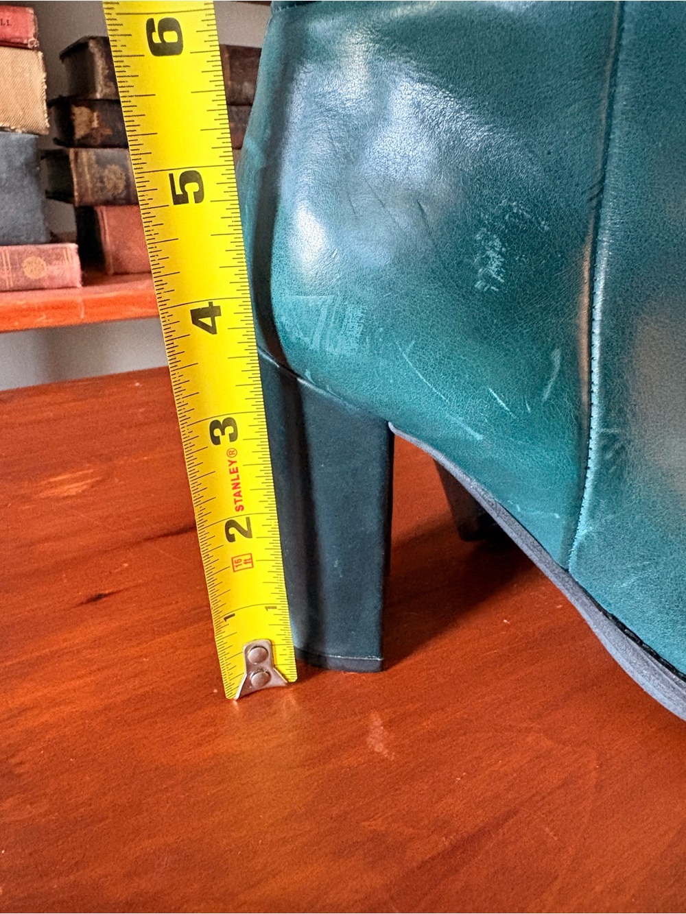 Nine West Teal/Green Knee-High Leather Boots with Block Heel - Picture 13 of 13